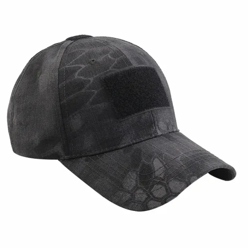 Black camo tactical cap with Velcro
