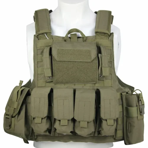 Rompi Airsoft MOLLE Hijau OD yang Dapat Disesuaikan