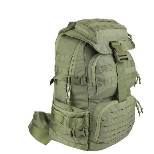 OD zaļa taktiskā mugursoma ar sānu kabatām ar rāvējslēdzēju