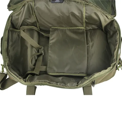 Olive duffel bag interior