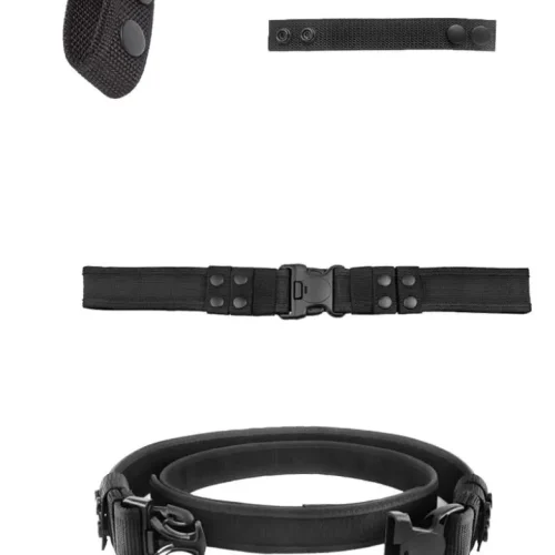 Tactical duty belt set with keepers and accessory straps black