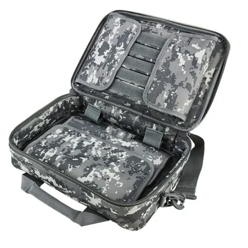 Tactical pistol case bag open view with organizer pockets