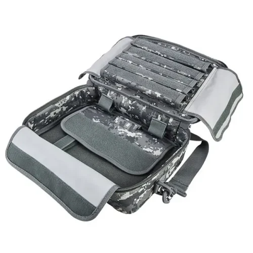 Tactical range bag organizer open view with elastic loops