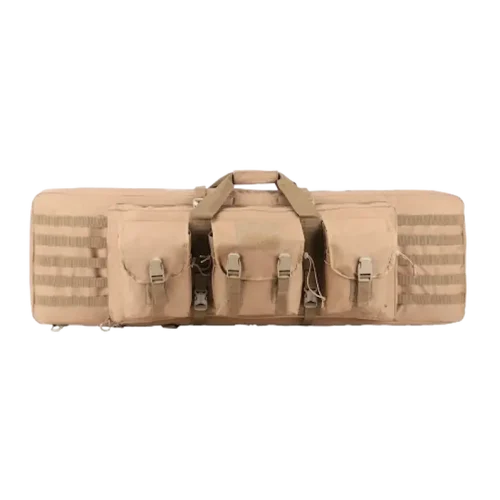 Tan Tactical Lockable Rifle Case with MOLLE Pouches