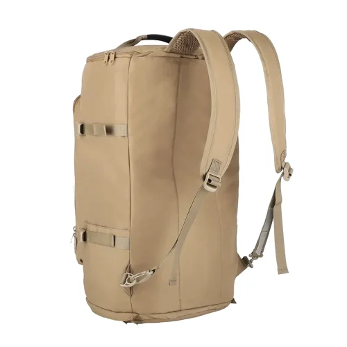 vista trasera de una bolsa de viaje de color canela