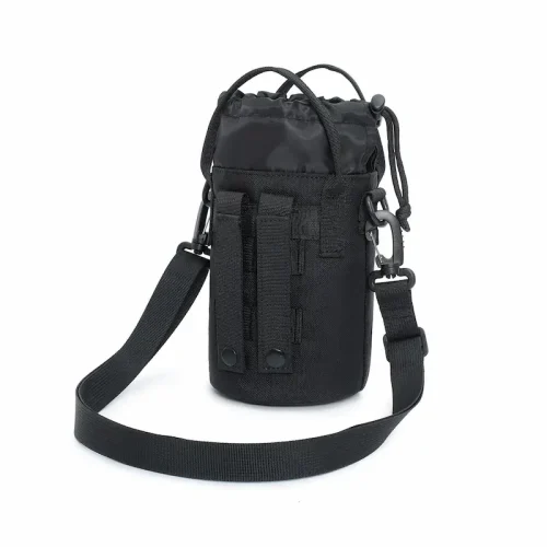 black MOLLE water bottle bag with straps