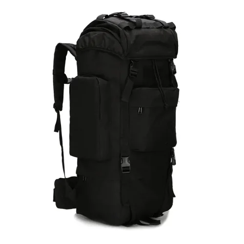black tactical military rucksack with internal frame