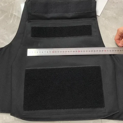 후크 앤 루프 패치 영역이 있는 블랙 전술 조끼