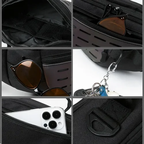 sort taktisk bæltetaske med flere lommer