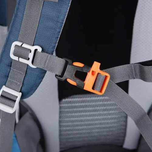 zaino da trekking outdoor blu (fibbia arancione sulla tracolla)