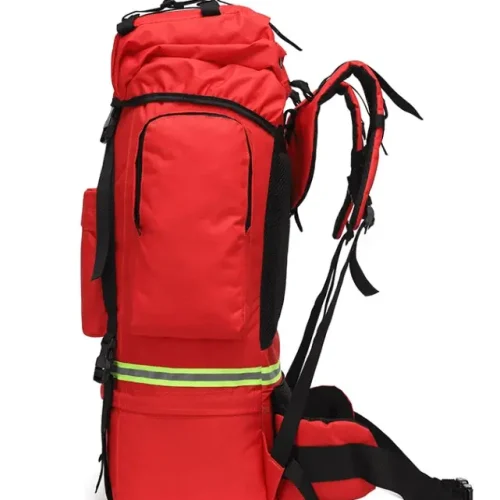 large red tactical rescue backpack
