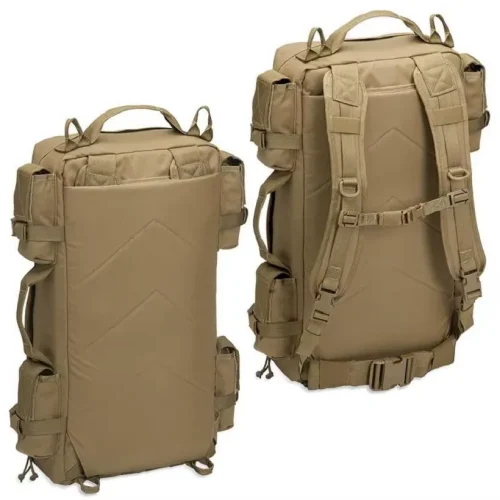 tactical first aid backpack (shoulder straps can be stored in back pocket)