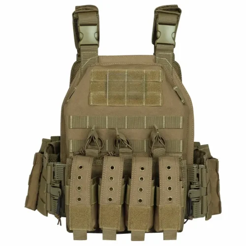 brunfärgad väst med snabbkoppling för plattbärare