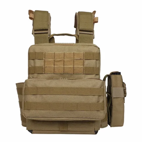 tan tactical airsoft vest with mag pouches