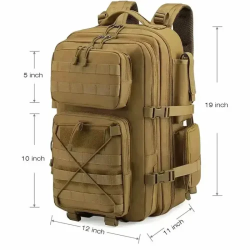 tan tactical backpack with laptop compartment